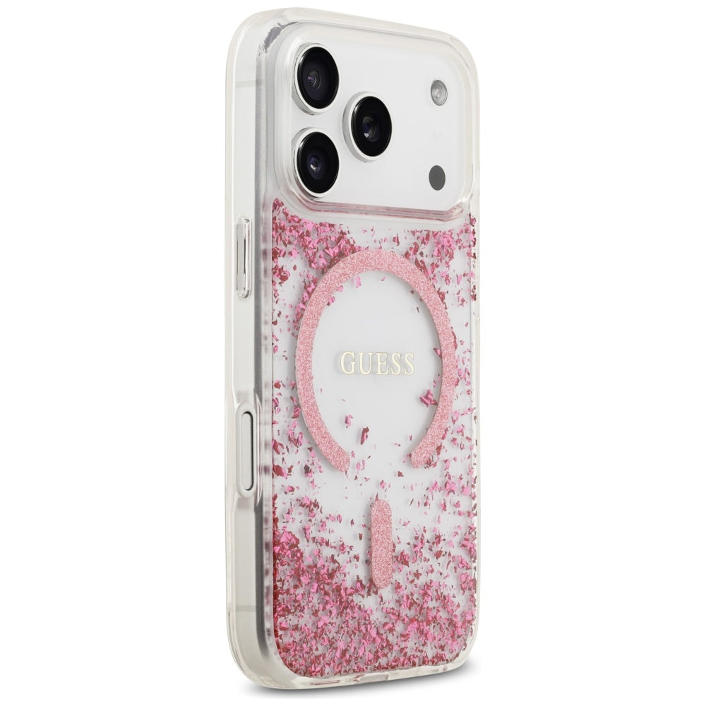 MagSafe cover til Apple iPhone 17 Pro, Guess, Resin Bottom Glitter, Pink