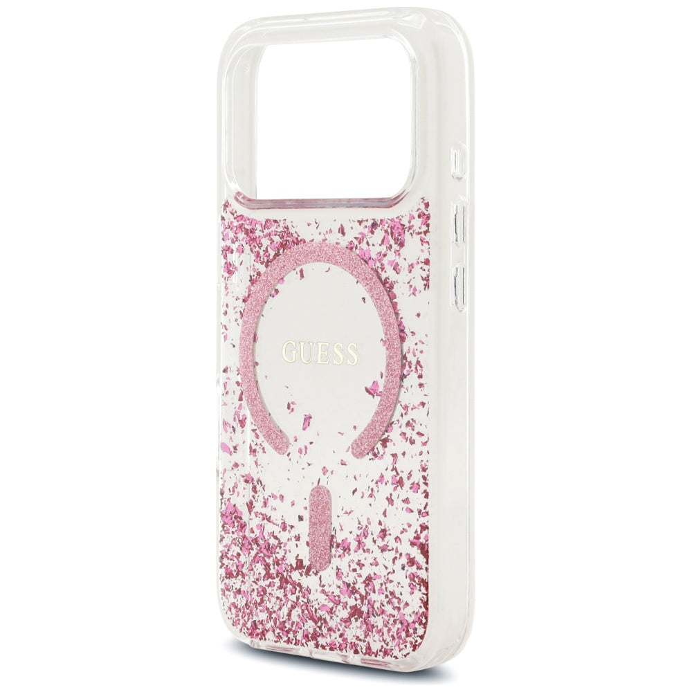 MagSafe cover til Apple iPhone 17 Pro, Guess, Resin Bottom Glitter, Pink