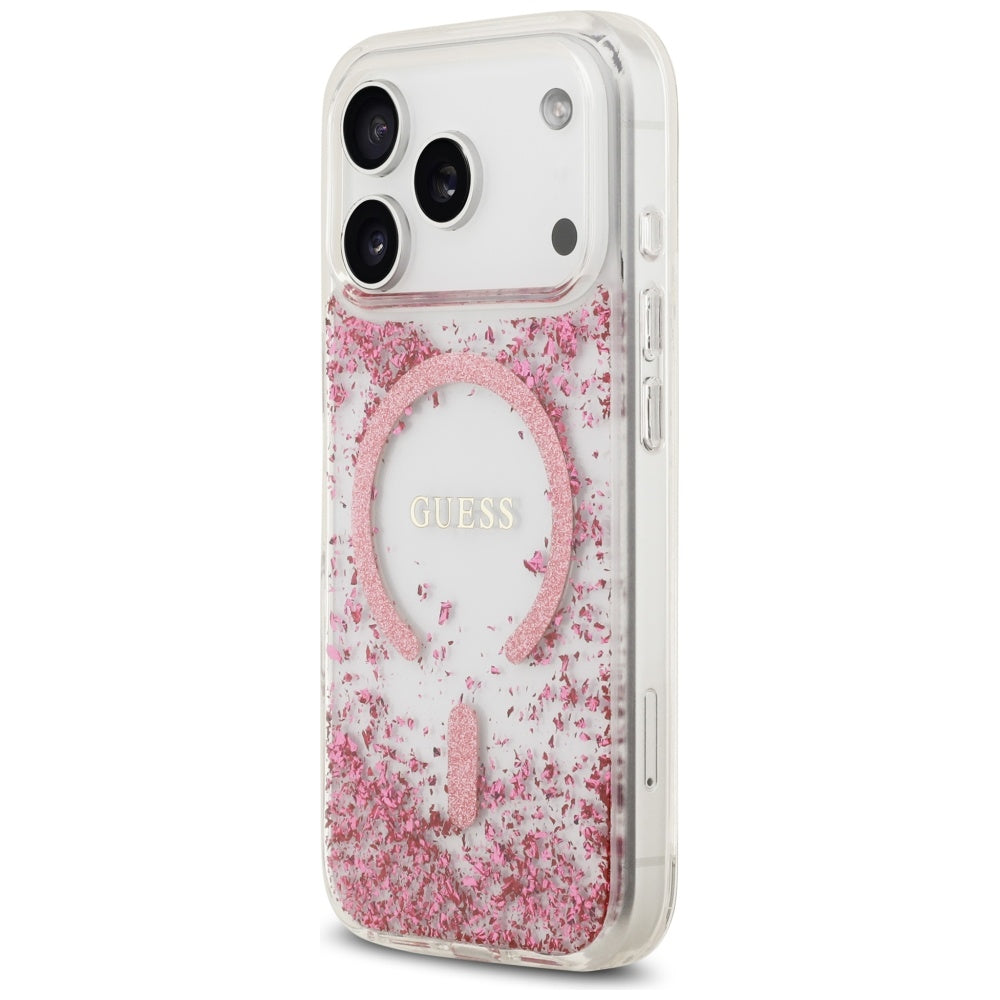 MagSafe cover til Apple iPhone 17 Pro, Guess, Resin Bottom Glitter, Pink