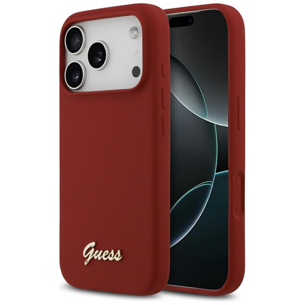 MagSafe cover til Apple iPhone 17 Pro, Guess, Script Metal Logo, Rosa