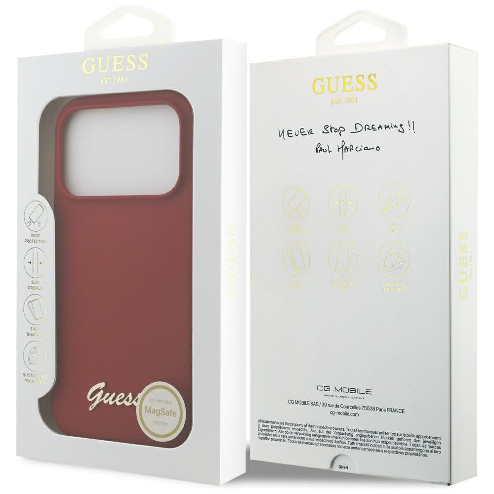 MagSafe cover til Apple iPhone 17 Pro, Guess, Script Metal Logo, Rosa