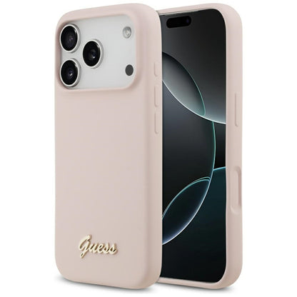 MagSafe cover til Apple iPhone 17 Pro, Guess, Script Metal Logo, Lys Rosa