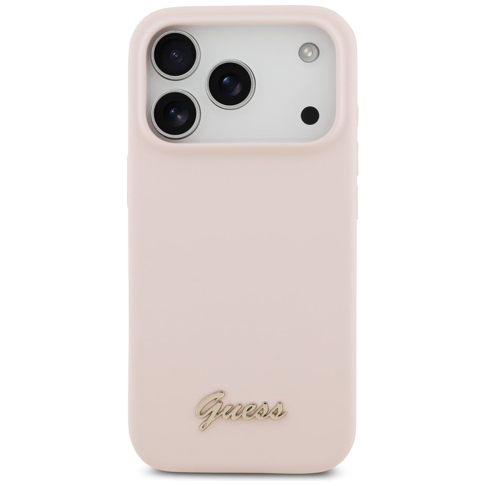 MagSafe cover til Apple iPhone 17 Pro, Guess, Script Metal Logo, Lys Rosa