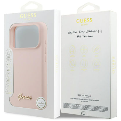 MagSafe cover til Apple iPhone 17 Pro, Guess, Script Metal Logo, Lys Rosa