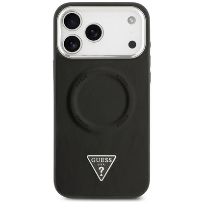 MagSafe cover til Apple iPhone 17 Pro, Guess, Triangle Logo, Sort Sølvfarvet