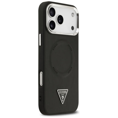 MagSafe cover til Apple iPhone 17 Pro, Guess, Triangle Logo, Sort Sølvfarvet