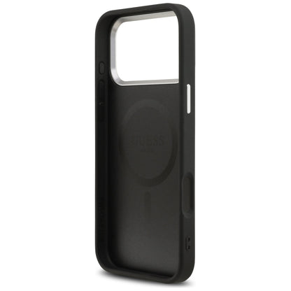 MagSafe cover til Apple iPhone 17 Pro, Guess, Triangle Logo, Sort Sølvfarvet