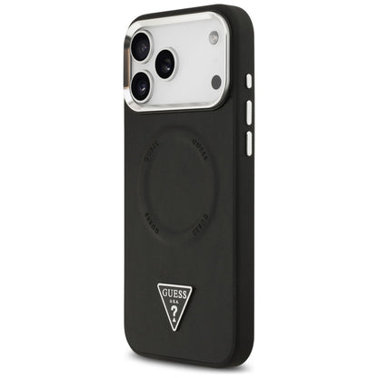 MagSafe cover til Apple iPhone 17 Pro, Guess, Triangle Logo, Sort Sølvfarvet