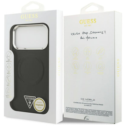 MagSafe cover til Apple iPhone 17 Pro, Guess, Triangle Logo, Sort Sølvfarvet