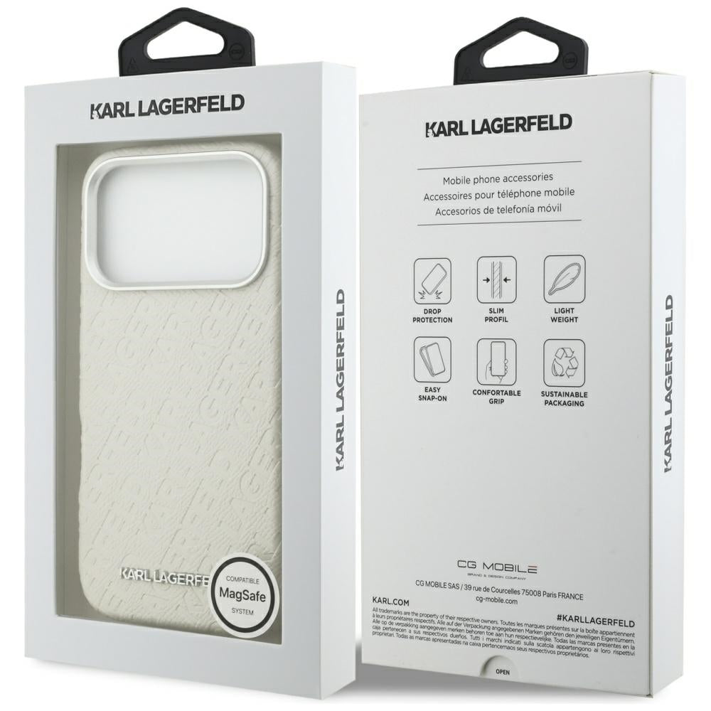MagSafe cover til Apple iPhone 17 Pro, Karl Lagerfeld, FW Stamped Karl, Beige