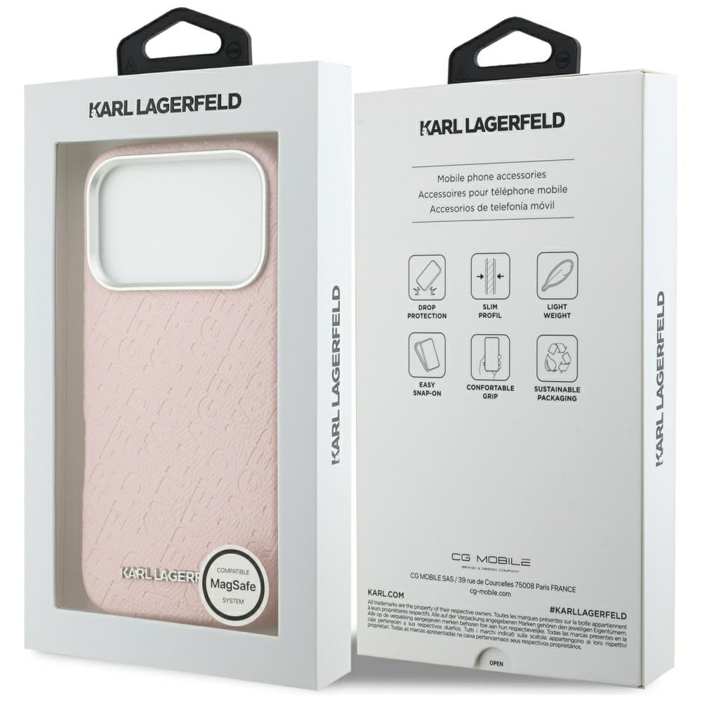 MagSafe Case for Apple iPhone 17 Pro, Karl Lagerfeld, FW Stamped Karl, Pink