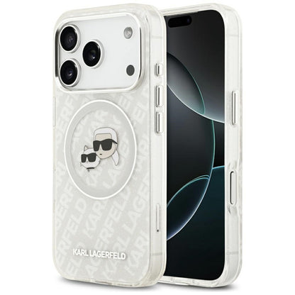 MagSafe cover til Apple iPhone 17 Pro, Karl Lagerfeld, Glitter Karl & Choupette Head, Hvid