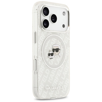 MagSafe cover til Apple iPhone 17 Pro, Karl Lagerfeld, Glitter Karl & Choupette Head, Hvid