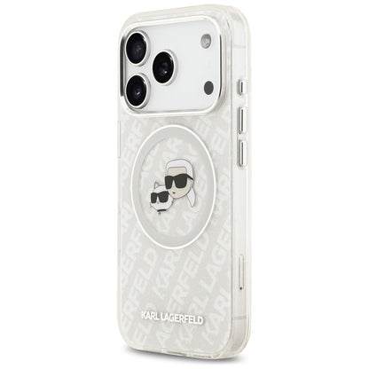 MagSafe cover til Apple iPhone 17 Pro, Karl Lagerfeld, Glitter Karl & Choupette Head, Hvid