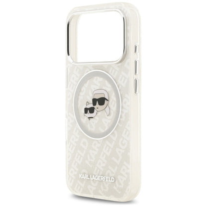 MagSafe cover til Apple iPhone 17 Pro, Karl Lagerfeld, Glitter Karl & Choupette Head, Hvid