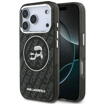 MagSafe cover til Apple iPhone 17 Pro, Karl Lagerfeld, Glitter Karl & Choupette Head, Sort