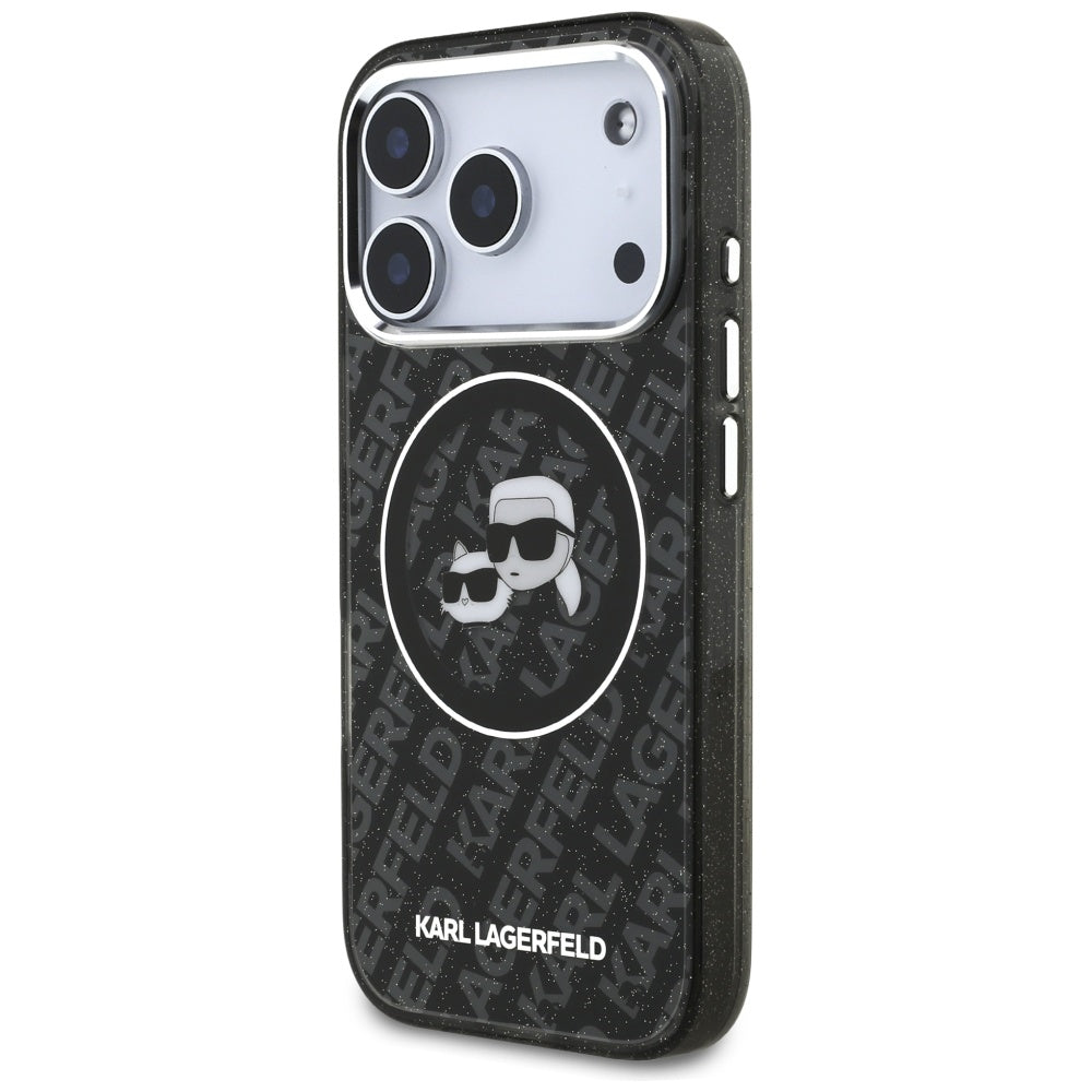 MagSafe cover til Apple iPhone 17 Pro, Karl Lagerfeld, Glitter Karl & Choupette Head, Sort