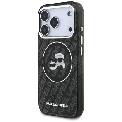 MagSafe cover til Apple iPhone 17 Pro, Karl Lagerfeld, Glitter Karl & Choupette Head, Sort