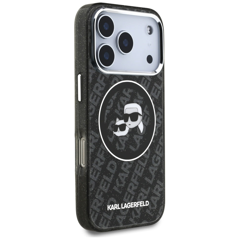 MagSafe cover til Apple iPhone 17 Pro, Karl Lagerfeld, Glitter Karl & Choupette Head, Sort
