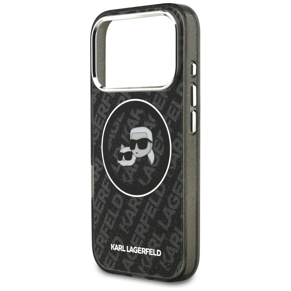 MagSafe cover til Apple iPhone 17 Pro, Karl Lagerfeld, Glitter Karl & Choupette Head, Sort