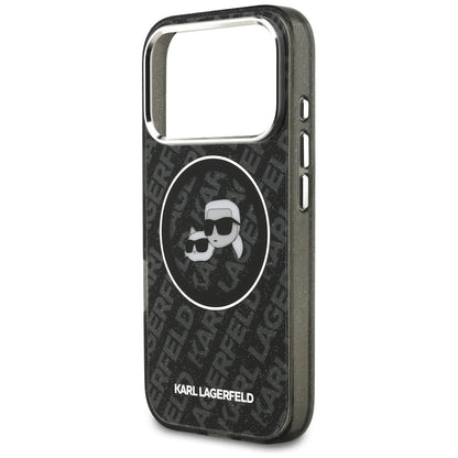 MagSafe cover til Apple iPhone 17 Pro, Karl Lagerfeld, Glitter Karl & Choupette Head, Sort