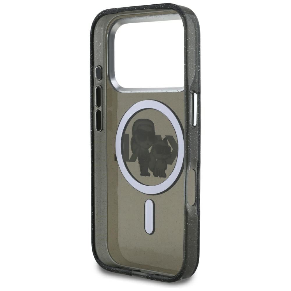 MagSafe cover til Apple iPhone 17 Pro, Karl Lagerfeld, IML Sketch Logo Glitter Karl & Choupette, Sort