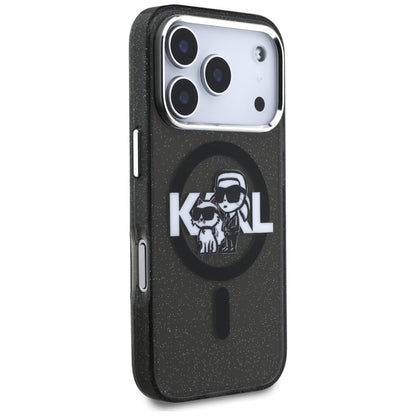 MagSafe cover til Apple iPhone 17 Pro, Karl Lagerfeld, IML Sketch Logo Glitter Karl & Choupette, Sort