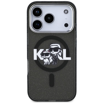 MagSafe cover til Apple iPhone 17 Pro, Karl Lagerfeld, IML Sketch Logo Glitter Karl & Choupette, Sort