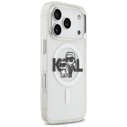 MagSafe cover til Apple iPhone 17 Pro, Karl Lagerfeld, IML Sketch Logo Glitter Karl & Choupette, Transparent
