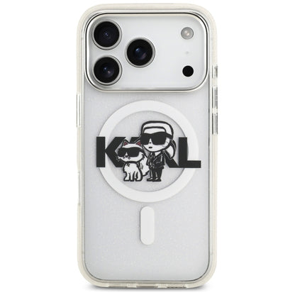 MagSafe cover til Apple iPhone 17 Pro, Karl Lagerfeld, IML Sketch Logo Glitter Karl & Choupette, Transparent