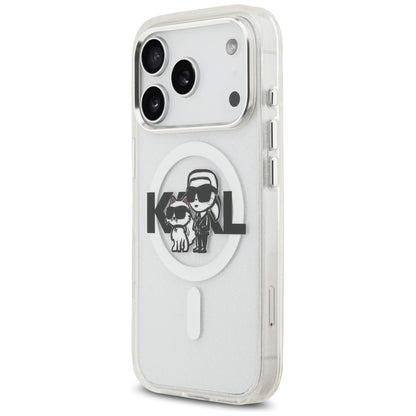 MagSafe cover til Apple iPhone 17 Pro, Karl Lagerfeld, IML Sketch Logo Glitter Karl & Choupette, Transparent