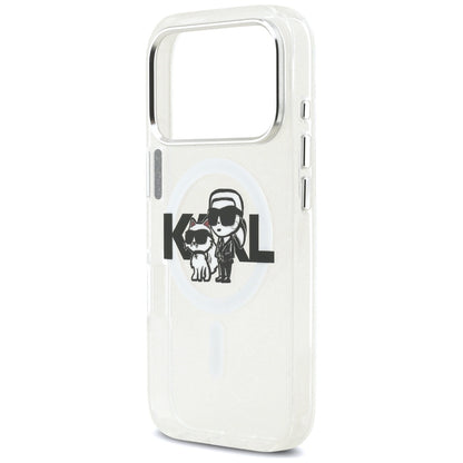 MagSafe cover til Apple iPhone 17 Pro, Karl Lagerfeld, IML Sketch Logo Glitter Karl & Choupette, Transparent