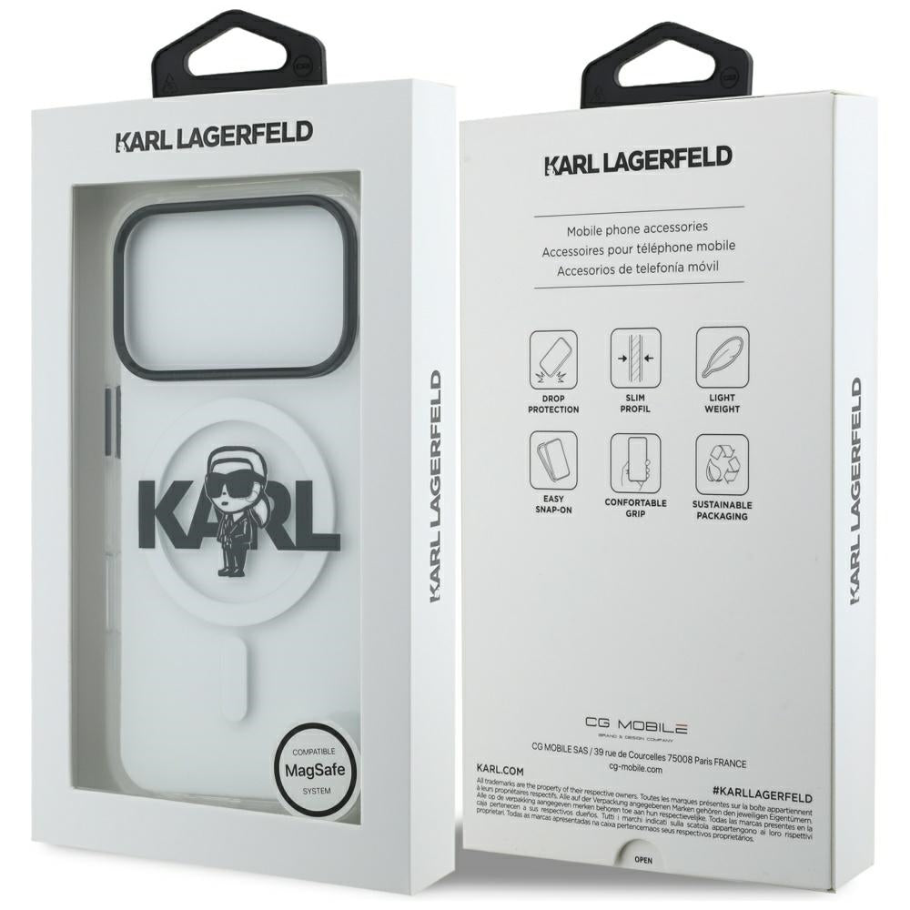 MagSafe cover til Apple iPhone 17 Pro, Karl Lagerfeld, IML Sketch Logo Karl, Gennemsigtig