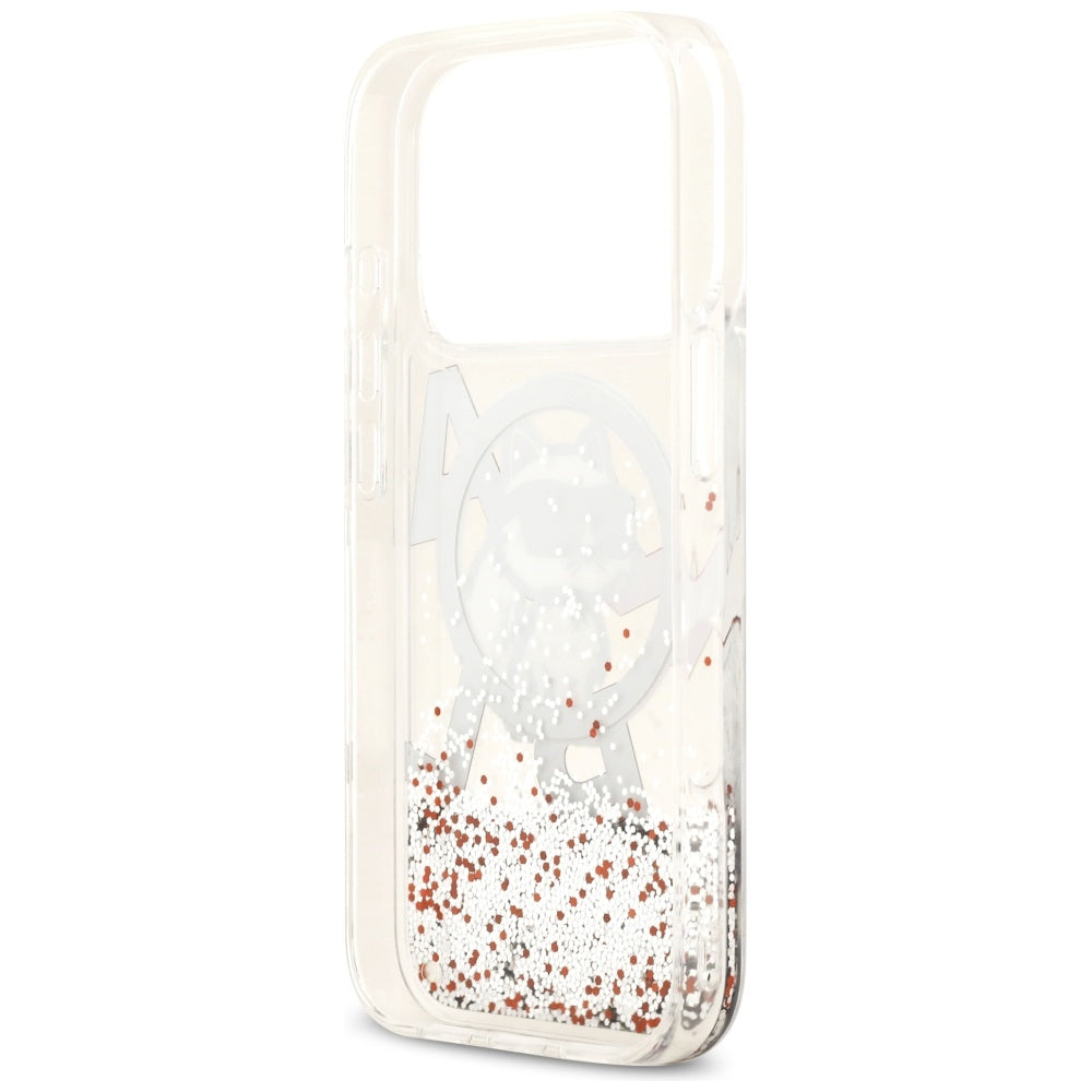MagSafe cover til Apple iPhone 17 Pro, Karl Lagerfeld, Liquid Glitter Choupette Logo, Transparent