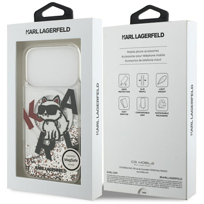 MagSafe cover til Apple iPhone 17 Pro, Karl Lagerfeld, Liquid Glitter Choupette Logo, Transparent