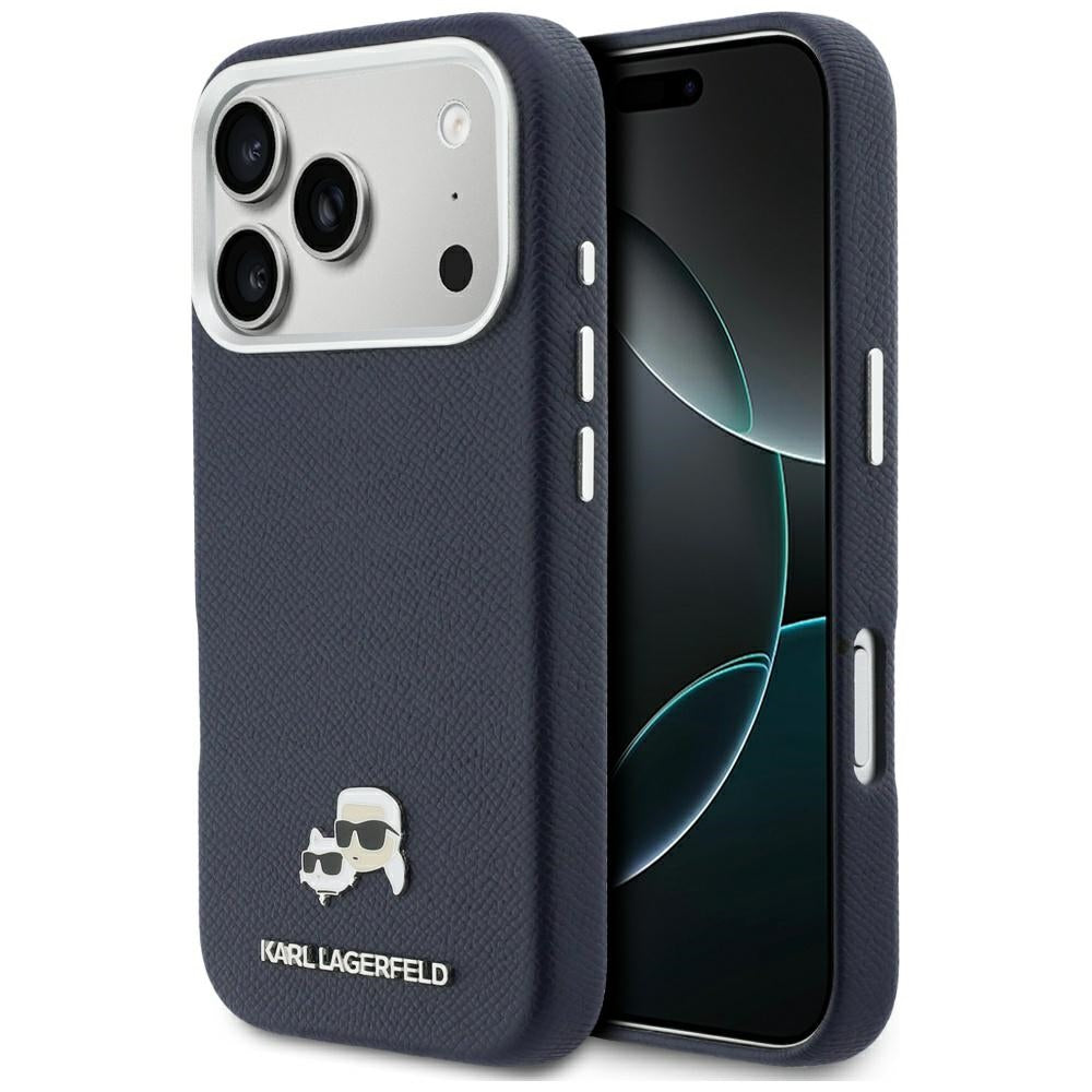 MagSafe cover til Apple iPhone 17 Pro, Karl Lagerfeld, Saffiano Karl & Choupette Pins, Blå