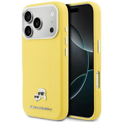 MagSafe cover til Apple iPhone 17 Pro, Karl Lagerfeld, Saffiano Karl & Choupette Pins, Gul