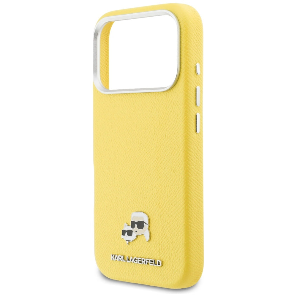 MagSafe cover til Apple iPhone 17 Pro, Karl Lagerfeld, Saffiano Karl & Choupette Pins, Gul