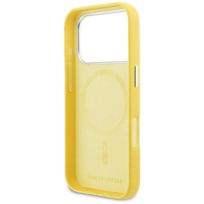 MagSafe cover til Apple iPhone 17 Pro, Karl Lagerfeld, Saffiano Karl & Choupette Pins, Gul