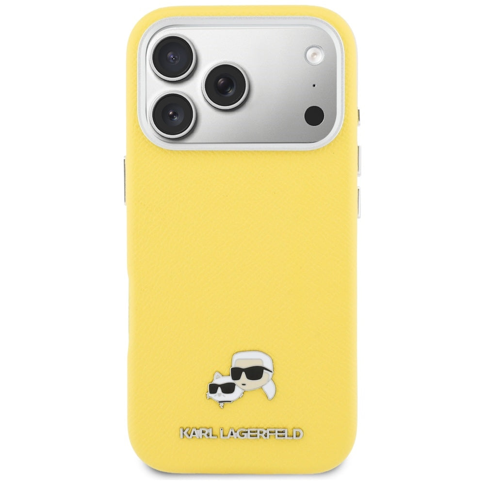 MagSafe cover til Apple iPhone 17 Pro, Karl Lagerfeld, Saffiano Karl & Choupette Pins, Gul