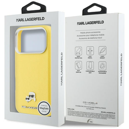 MagSafe cover til Apple iPhone 17 Pro, Karl Lagerfeld, Saffiano Karl & Choupette Pins, Gul