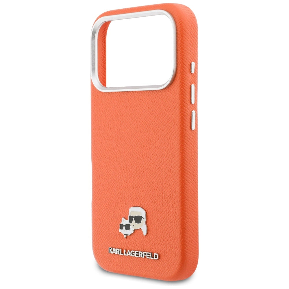 MagSafe cover til Apple iPhone 17 Pro, Karl Lagerfeld, Saffiano Karl & Choupette Pins, Orange