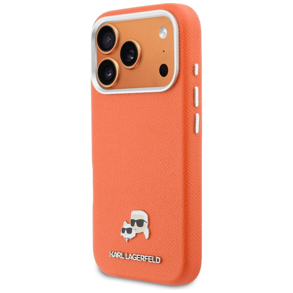 MagSafe cover til Apple iPhone 17 Pro, Karl Lagerfeld, Saffiano Karl & Choupette Pins, Orange