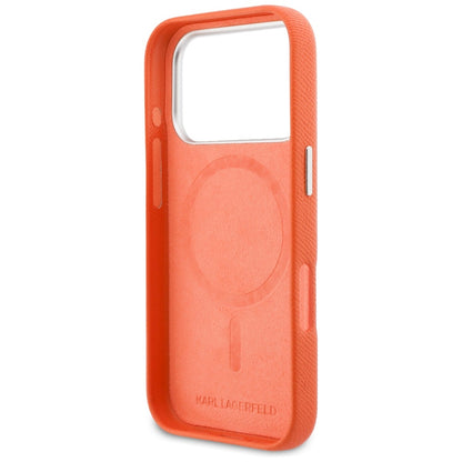 MagSafe cover til Apple iPhone 17 Pro, Karl Lagerfeld, Saffiano Karl & Choupette Pins, Orange