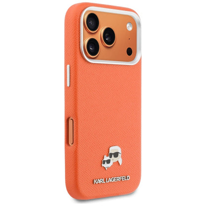MagSafe cover til Apple iPhone 17 Pro, Karl Lagerfeld, Saffiano Karl & Choupette Pins, Orange