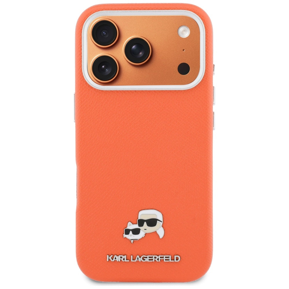 MagSafe cover til Apple iPhone 17 Pro, Karl Lagerfeld, Saffiano Karl & Choupette Pins, Orange