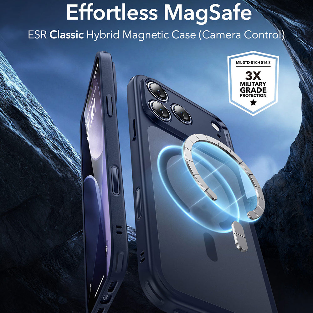 MagSafe cover til Apple iPhone 17 Pro Max, ESR, Classic Hybrid, Satinblå