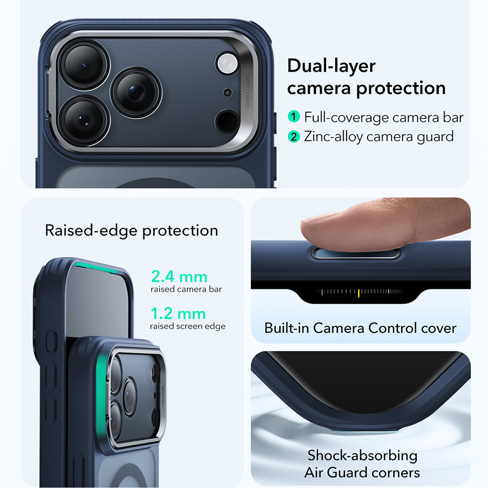 MagSafe cover til Apple iPhone 17 Pro Max, ESR, Classic Hybrid Kickstand, Satinblå