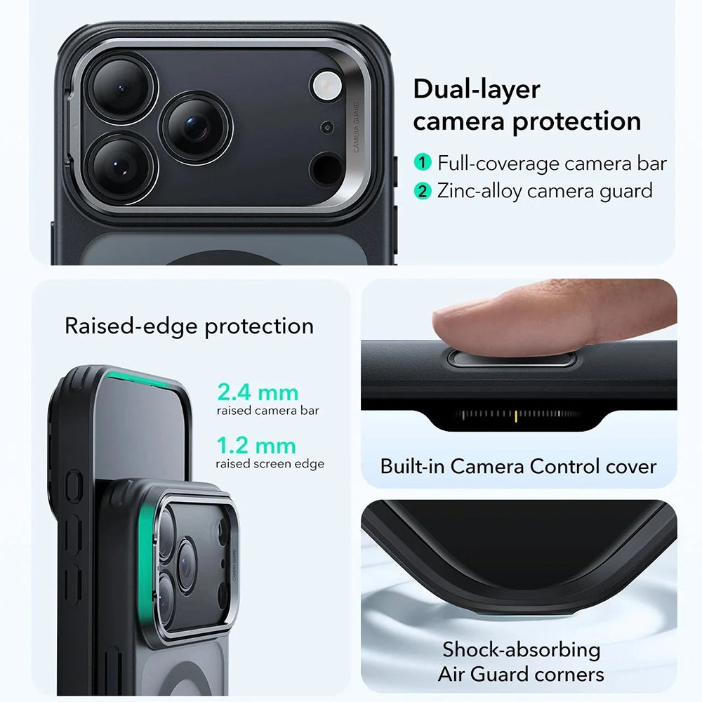 MagSafe cover til Apple iPhone 17 Pro Max, ESR, Classic Hybrid Kickstand, Satin Sort