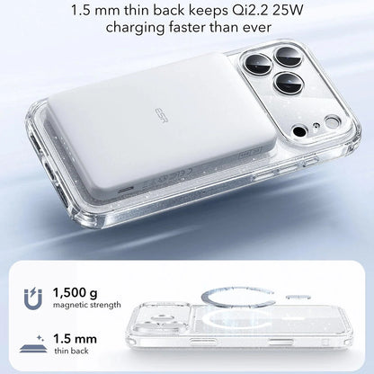 MagSafe cover til Apple iPhone 17 Pro Max, ESR, Classic Hybrid Shimmer, Gennemsigtig